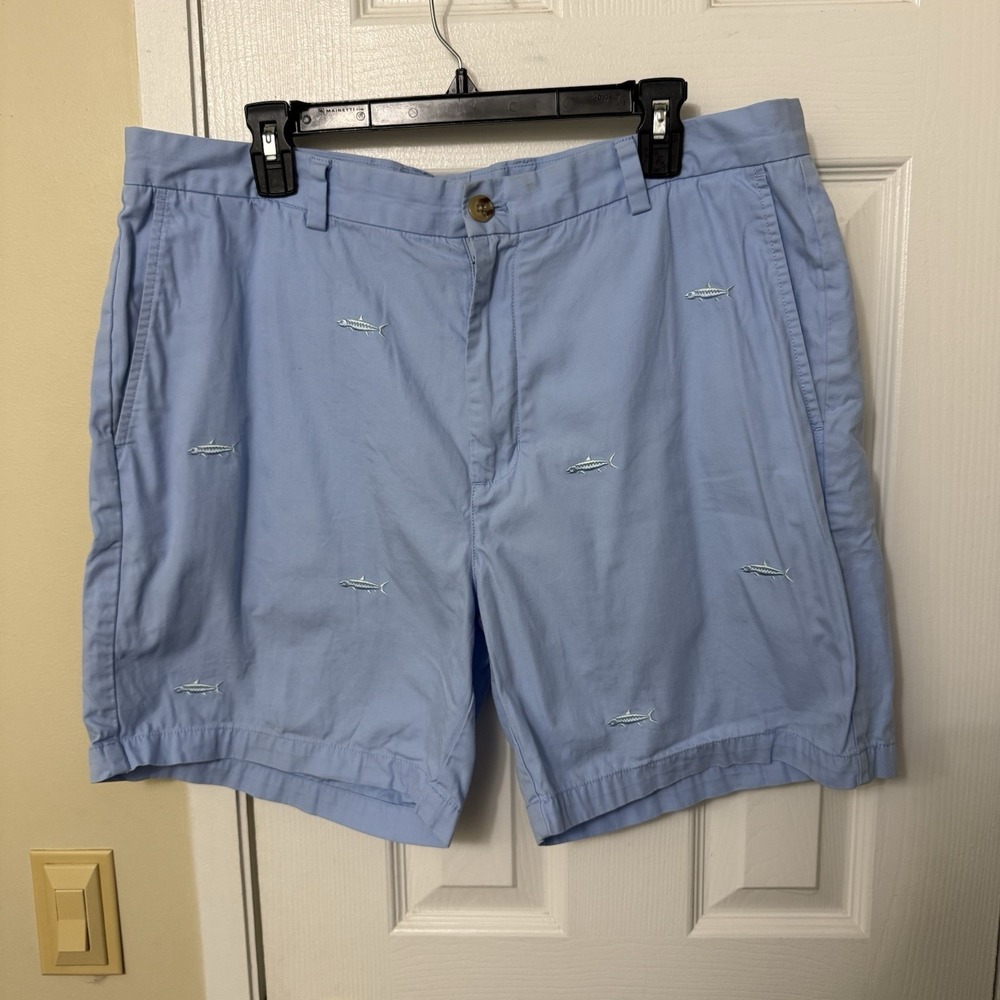 Vineyard Vines Mens School of Fish Blue Breaker Shorts Size 38 Coastal Preppy